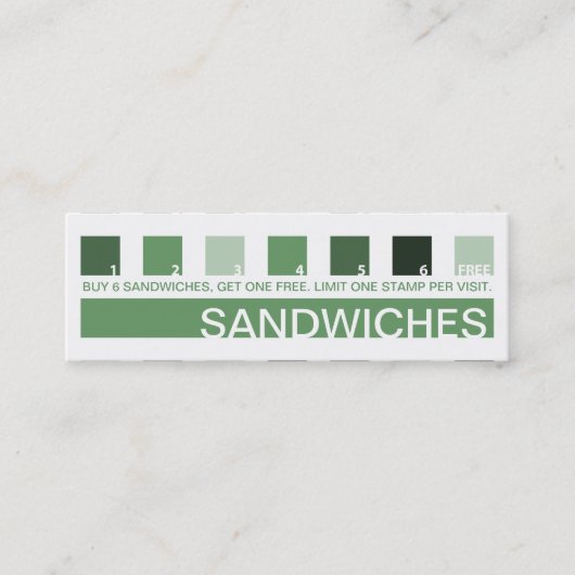 Carte De Fidélité Satisfaction du client SANDWICHES (carrés mod) (Devant)