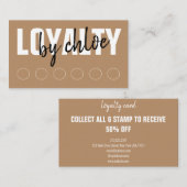 Carte De Fidélité Script Brown de poinçonnage moderne (Devant / Derrière)