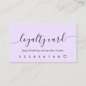 Carte De Fidélité Script Calligraphie Pastel Purple Loyalty Card (Devant)
