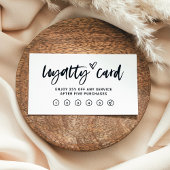 Carte De Fidélité Script Décontracté noir et blanc et coeur