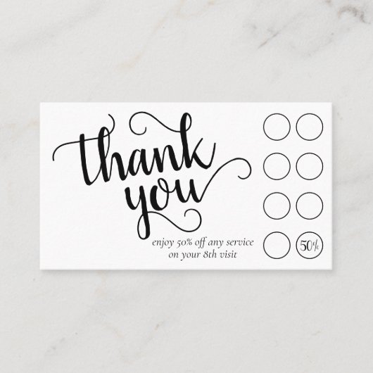 Carte De Fidélité Script minimal simple | Merci de marque classique (Devant)