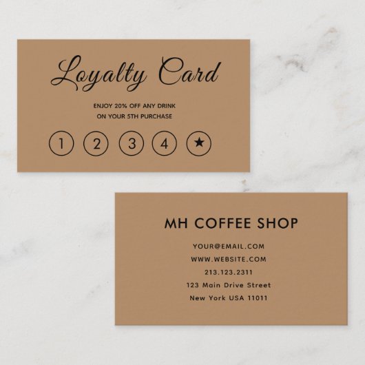 Carte De Fidélité Script moderne Brown (Devant / Derrière)