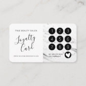 Carte De Fidélité Script moderne en marbre noir blanc (Devant)