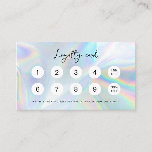 Carte De Fidélité Script moderne Iridescente Client (Devant)
