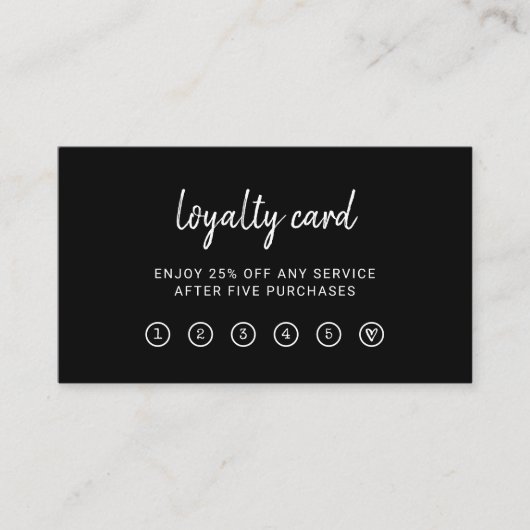 Carte De Fidélité Script moderne noir| Élégant et simple (Devant)