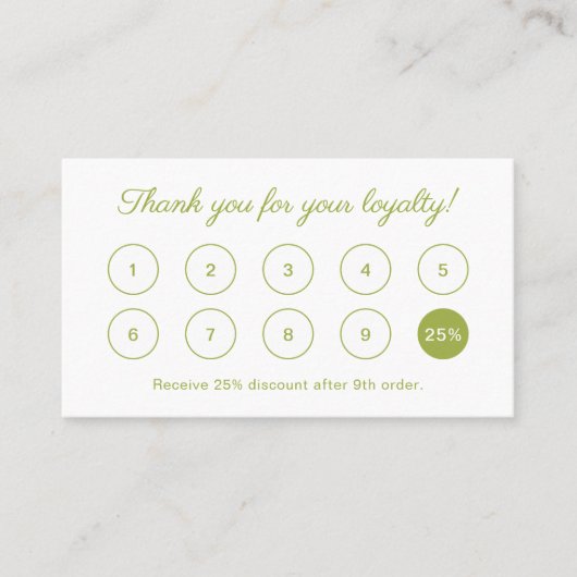 Carte De Fidélité Script simple élégant Monogramme Green Business (Devant)