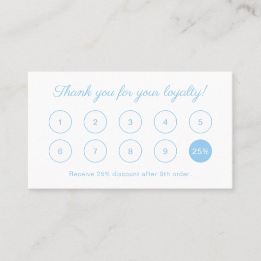 Carte De Fidélité Script simple élégant Monogramme mignon bébé bleu (Devant)