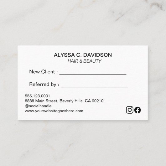 Carte De Fidélité Script simple et élégant référencer un ami noir bl (Dos)