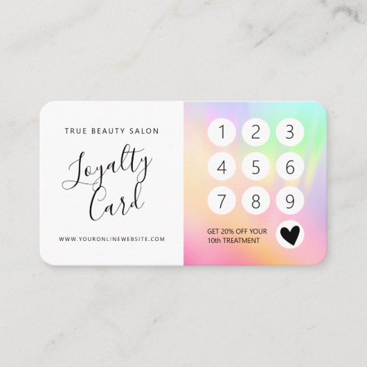 Carte De Fidélité Script Unicorne Holographique Arc-en-ciel (Devant)