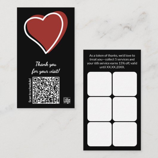 Carte De Fidélité Service Business Valentine's Day QR Thank You (Devant / Derrière)