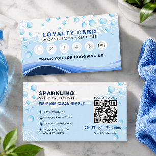 Carte De Fidélité Service de nettoyage professionnel bleu blanc mode