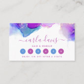 Carte De Fidélité Signature Script Purple Blue Alcool Encre (Devant)