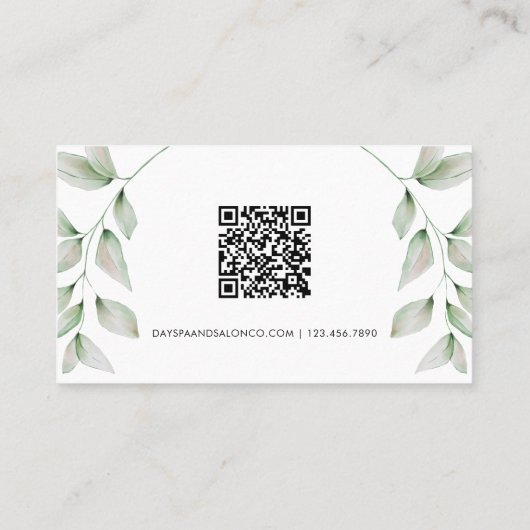 Carte de fidélité simple de code QR botanique (Dos)