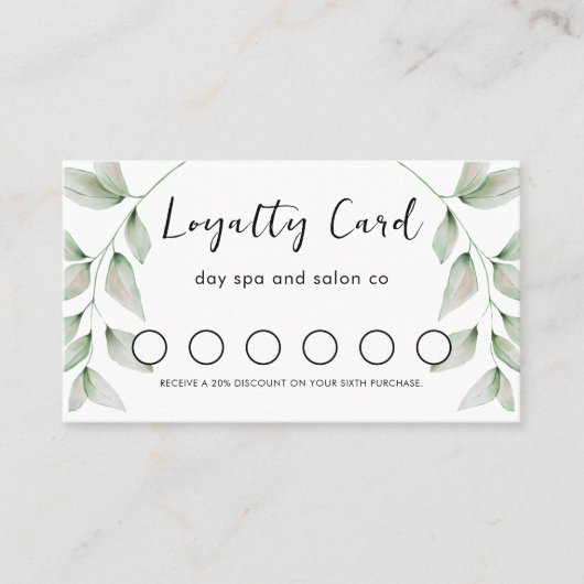 Carte de fidélité simple de code QR botanique (Devant)