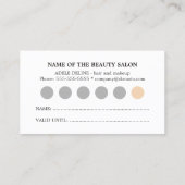 Carte de fidélité Simple Elegance Crème Gris Beaut (Dos)