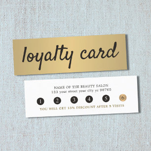 Carte De Fidélité Simple Elegant Faux Gold Beauty Salon