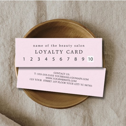 Carte De Fidélité Simple Elégant Rose Blanc Beauté Loyauté
