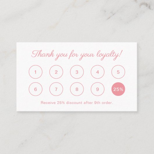 Carte De Fidélité Simple Élégant Script Monogramme Logo Peach Pink (Devant)