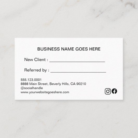 Carte De Fidélité Simple moderne blanc recommander un ami personnali (Dos)