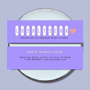 Carte De Fidélité Simple Pink Heart & Pastel Blue Beauticier