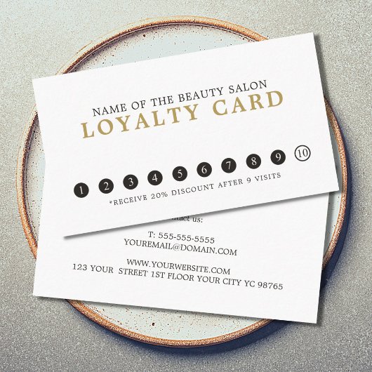 Carte De Fidélité Simple Plain Elegant Blanc Gris Beauté Loyauté