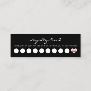 Carte De Fidélité Simple réduction client noir & blanc avec coeur