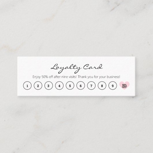 Carte De Fidélité Simple réduction client noir & blanc avec coeur (Devant)