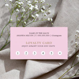 Carte De Fidélité Simple Salon de Beauté Rose Élégant