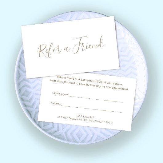 Carte De Fidélité Simple Script Blanc Recommander un ami