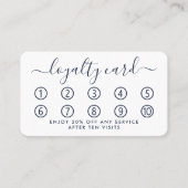 Carte de fidélité simple Script - bleu marine et b (Devant)