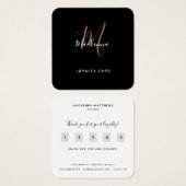 Carte de fidélité simple Script noir et or (Devant & derrière)