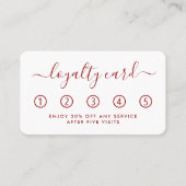 Carte de fidélité simple Script - Rouge et blanc (Devant)