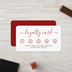 Carte de fidélité simple Script - Rouge et blanc