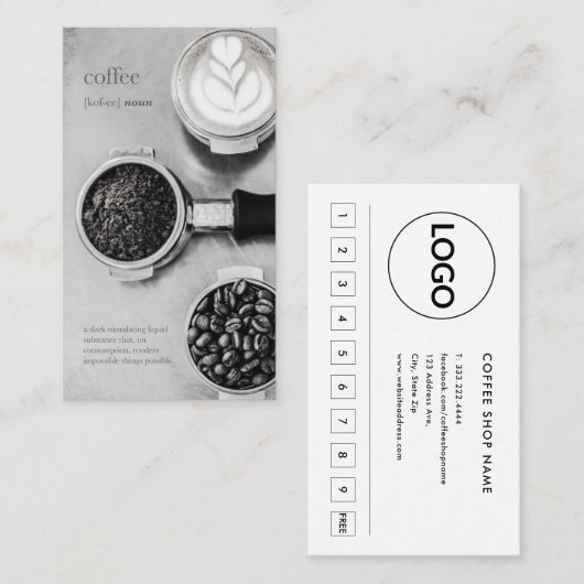Carte De Fidélité Simple Vintage Barista Beans Coffee Programme (Devant / Derrière)