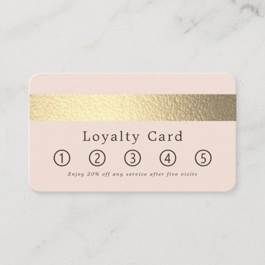 Carte De Fidélité Simplement Chic Gold Foil Stripe Sur Blush Pink (Devant)