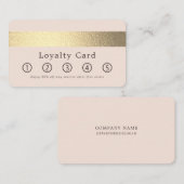 Carte De Fidélité Simplement Chic Gold Foil Stripe Sur Blush Pink (Devant / Derrière)