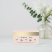 Carte De Fidélité Simplement Chic Gold Foil Stripe Sur Blush Pink (Debout devant)