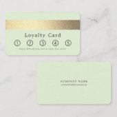 Carte De Fidélité Simplement Chic Gold Foil Stripe Sur Mint Green (Devant / Derrière)