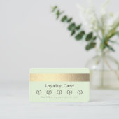 Carte De Fidélité Simplement Chic Gold Foil Stripe Sur Mint Green (Debout devant)