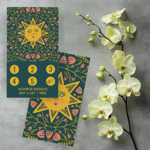 Carte De Fidélité Soleil & Vignes Fleuries Élégant Illustré Boho 5