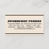 Carte De Fidélité sombreros perros (Dos)