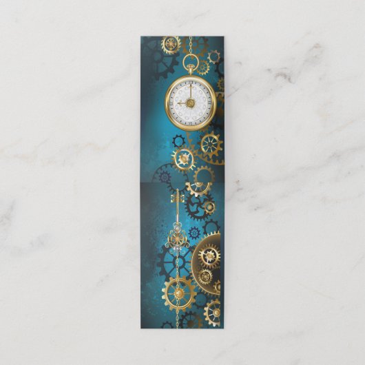 Carte De Fidélité Steampunk Arrière - plan turquoise avec Gears (Extérieur déplié)