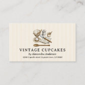 Carte De Fidélité Striped Vintage Cooking Utensils Bakery (Devant)