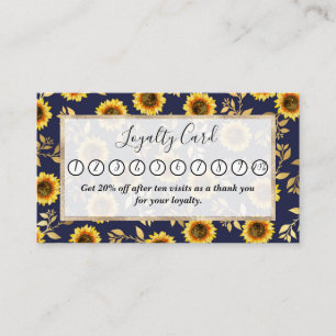 Carte De Fidélité Sunny Yellow Gold Navy Feuille Motif