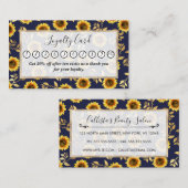 Carte De Fidélité Sunny Yellow Gold Navy Feuille Motif (Devant / Derrière)