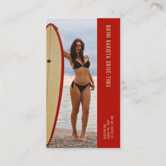 Carte De Fidélité Surf photo Bikini Barista Double Numéro Café (Devant)