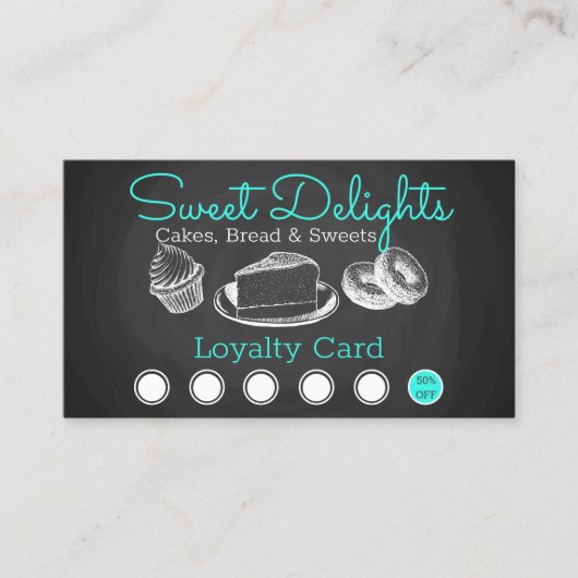 Carte De Fidélité Sweet Bakery Chalkboard Professionnel (Devant)
