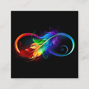 Carte De Fidélité Symbole d'infini avec plume arc-en-ciel