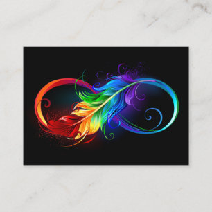 Carte De Fidélité Symbole d'infini avec plume arc-en-ciel