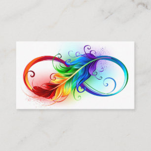 Carte De Fidélité Symbole d'infini avec plume arc-en-ciel